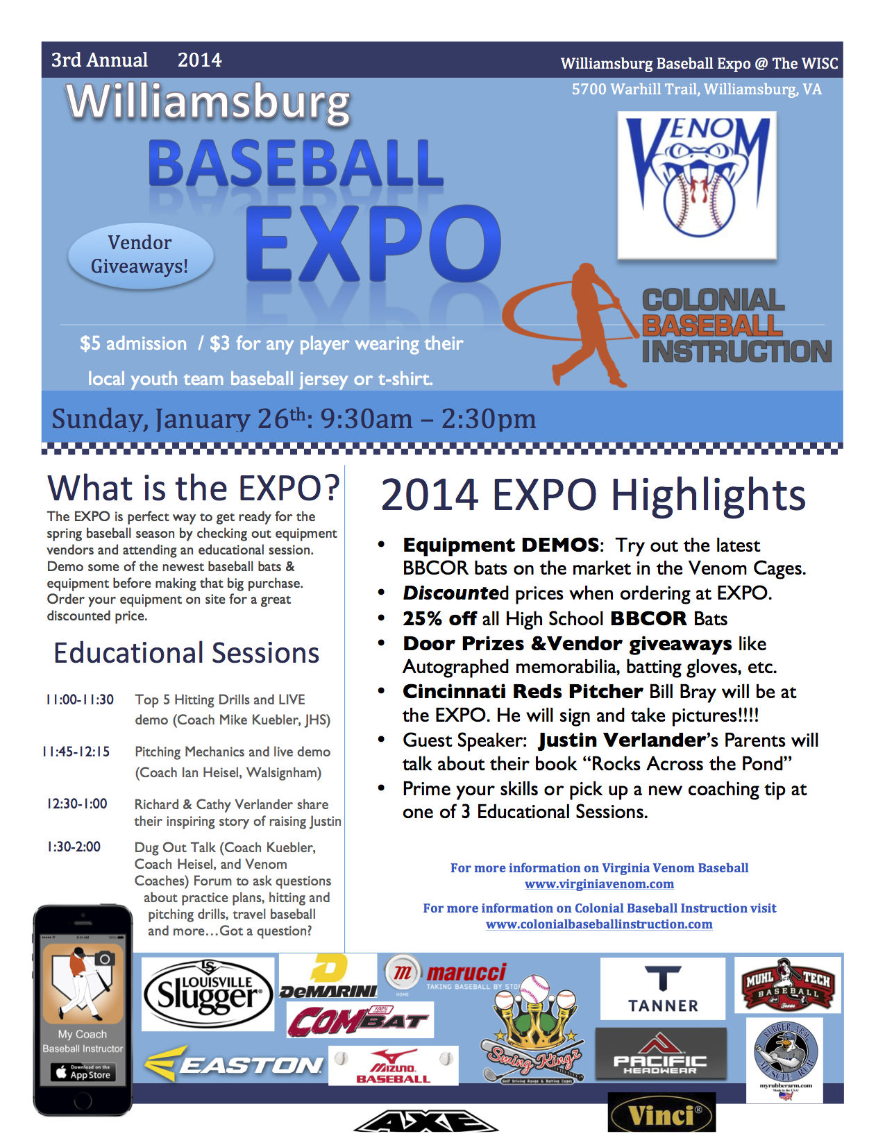 Williamsburg Baseball EXPO Flyer 2014-3
